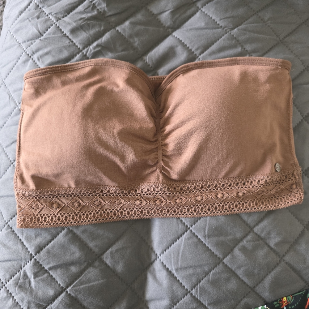 L7CKY BRAND Strapless Bandeau Bralette in Brown